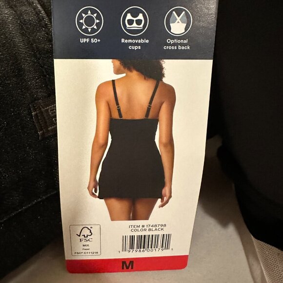 New Lands' End One Piece Swimsuit Size M Black Tulip Wrap Swim Dress Feminine - Picture 10 of 15